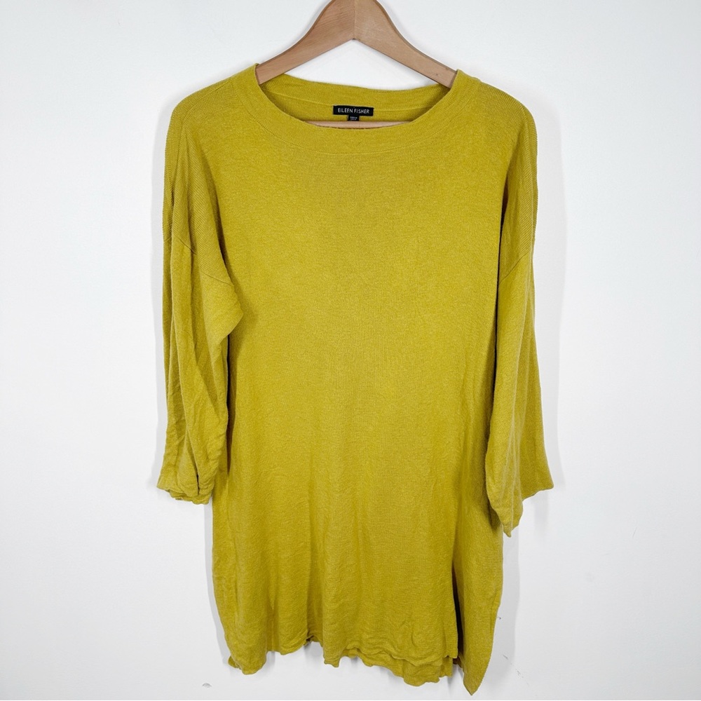 Eileen Fisher Gold Tunic Sweater Organic Cotton Silk S/M